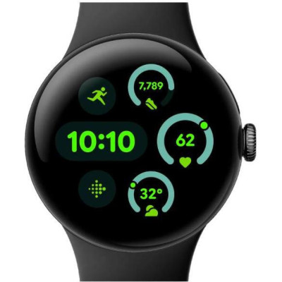 Google Pixel Watch 3 45 mm Wi-Fi Matte Black Aluminum Case/Obsidian Active Band
