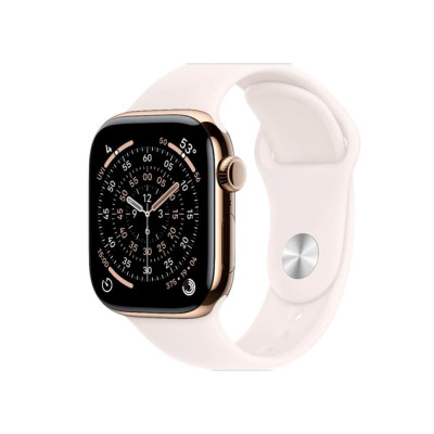 Apple Watch Series 11 GPS Cellular 46mm Gold Titanium Case w. Light Blush Sport Band M/L (MFD64)