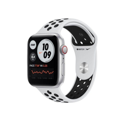 Apple Watch Nike SE GPS + Cellular 44mm Silver Aluminum Case w. Pure Platinum/Black Nike Sport B. (MG043)