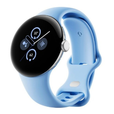 Google Pixel Watch 2 LTE Polished Silver Aluminum Case / Bay Active Band