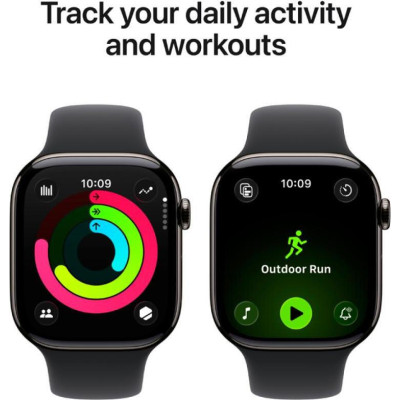 Apple Watch Series 11 GPS + Cellular 46mm Slate Tit. Case w. Black S. Band - M/L (MFD24)