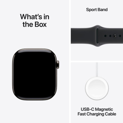 Apple Watch Series 11 GPS + Cellular 46mm Slate Tit. Case w. Black S. Band - M/L (MFD24)