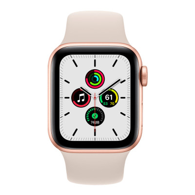 Apple Watch SE GPS 44mm Gold Aluminum Case w. Starlight Sport Band (MKQ53)