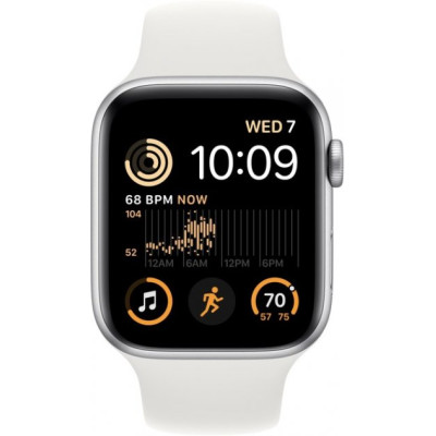 Apple Watch SE 2 GPS 44mm Silver Aluminum Case with White Sport Band (MNK23)