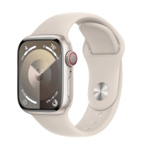 Apple Watch Series 9 GPS + Cellular 41mm Starlight Aluminium Case with Starlight Sport Band - M/L (MRHP3)