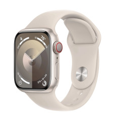 Apple Watch Series 9 GPS + Cellular 41mm Starlight Aluminium Case with Starlight Sport Band - M/L (MRHP3)