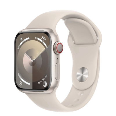 Apple Watch Series 9 GPS + Cellular 41mm Starlight Aluminium Case with Starlight Sport Band - M/L (MRHP3)