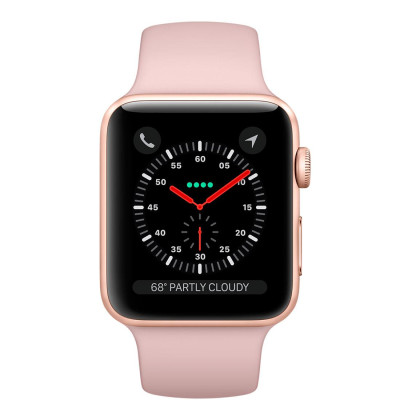 Apple Watch Series 3 (GPS + Cellular) 38mm Gold Aluminum Case with Pink Sand Sport Band (MQJQ2, MQKH2)