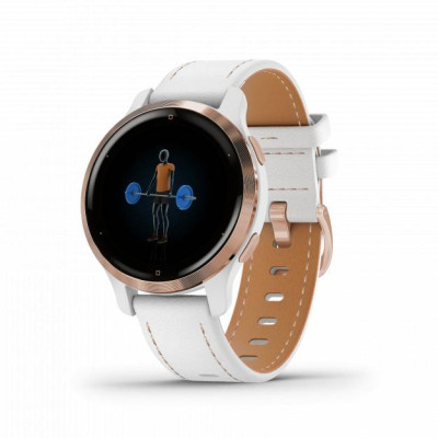 Garmin Venu 2S Rose Gold with White Leather Band (010-02429-23)