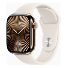 Apple Watch Series 10 GPS + Cellular 42mm Gold Titanium Case w. Starlight Sport Band - S/M (MX063)