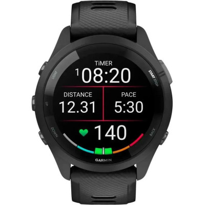 Garmin Forerunner 265 Black Bezel and Case w. Black/Powder Gray Silicone Band (010-02810-30)