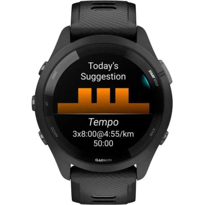 Garmin Forerunner 265 Black Bezel and Case w. Black/Powder Gray Silicone Band (010-02810-30)