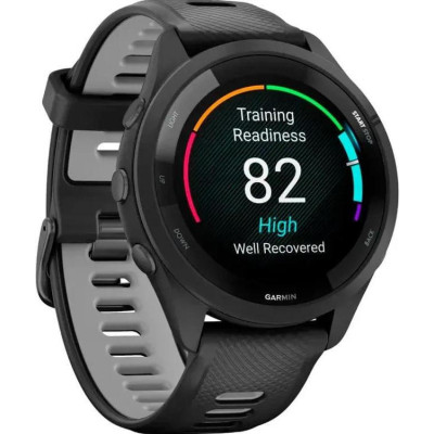 Garmin Forerunner 265 Black Bezel and Case w. Black/Powder Gray Silicone Band (010-02810-30)