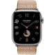 Apple Watch Hermes Series 9 GPS + Cellular, 41mm Silver Stainless Steel Case with Gold/Ecru Toile H Single Tour (MRQ43 + MTJG3)