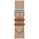 Apple Watch Hermes Series 9 GPS + Cellular, 41mm Silver Stainless Steel Case with Gold/Ecru Toile H Single Tour (MRQ43 + MTJG3)