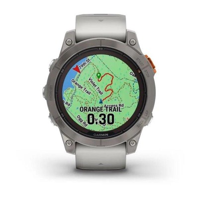 Garmin Fenix 7 Pro Sapphire Solar Titanium w. Fog Gray/Ember O. Band (010-02777-20/21)