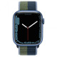 Apple Watch Series 7 GPS 45mm Blue Aluminum Case With Abyss Blue/Moss Green Sport Loop (MKNR3)