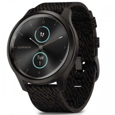 Garmin Vivomove Style Graphite Aluminum w. Black Pepper Woven Nylon B. (010-02240-03)