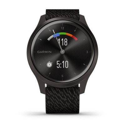 Garmin Vivomove Style Graphite Aluminum w. Black Pepper Woven Nylon B. (010-02240-03)
