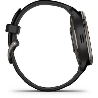 Garmin Venu 2 Plus Slate Stainless Steel Bezel with Black Case and Silicone Band (010-02496-11)