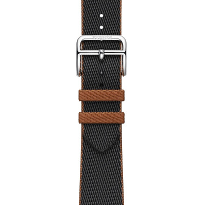 Apple Watch Hermes Series 9 GPS + Cellular 45mm Space Black Stainless Steel Case with Noir/Gold Twill Jump Single Tour (MRQQ3+MTHH3)