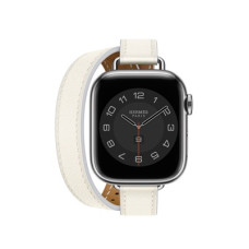 Apple Watch Hermes Series 8 41mm Silver Stainless Steel Case with Blanc Attelage Double Tour (MNN13 + MR2J3)