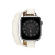 Apple Watch Hermes Series 8 41mm Silver Stainless Steel Case with Blanc Attelage Double Tour (MNN13 + MR2J3)