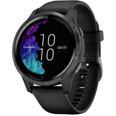 Garmin Venu Slate Stainless Steel Bezel w. Black and Silicone B. (010-02173-11)
