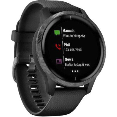 Garmin Venu Slate Stainless Steel Bezel w. Black and Silicone B. (010-02173-11)