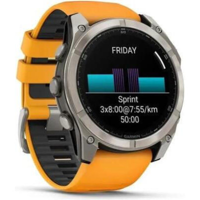 Garmin Fenix 8 51mm AMOLED Sapphire Titanium w. Spark Orange/Graphite Silicone Band (010-02905-10/11/53)