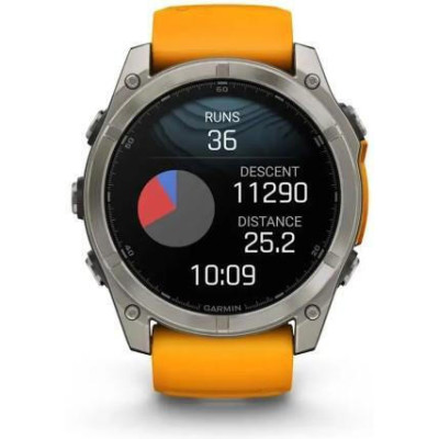 Garmin Fenix 8 51mm AMOLED Sapphire Titanium w. Spark Orange/Graphite Silicone Band (010-02905-10/11/53)