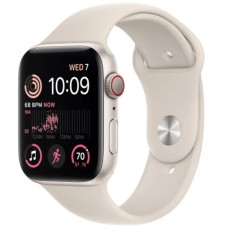 Apple Watch SE 44mm GPS+ Cellular Starlight Aluminum Case with Starlight Sport Band S/M (MNTW3)
