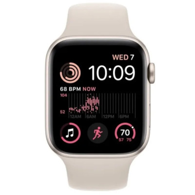 Apple Watch SE 44mm GPS+ Cellular Starlight Aluminum Case with Starlight Sport Band S/M (MNTW3)