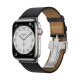Apple Watch Hermes Series 7 LTE 45mm Silver S. Steel w. Noir Swift L. Single Tour D. Buckle (MKMG3+MHLU3)