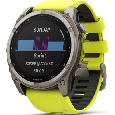 Garmin Fenix 8 47mm Solar Sapphire Titanium w. Amp Yellow/Graphite Silicone Band (010-02906-20,010-02906-21)