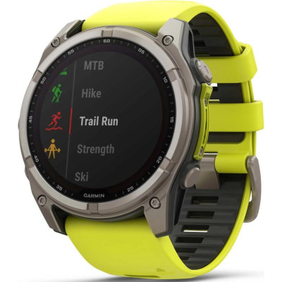 Garmin Fenix 8 47mm Solar Sapphire Titanium w. Amp Yellow/Graphite Silicone Band (010-02906-20,010-02906-21)