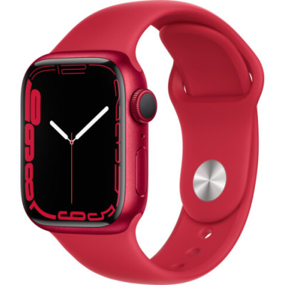 Apple Watch Series 7 GPS 41mm Product Red Aluminum Case With Product Red Braided Solo Loop (MKNJ3)