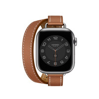 Apple Watch Hermes Series 8 41mm Silver Stainless Steel Case з Gold Attelage Double Tour (MNN13 + MKG13)