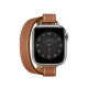 Apple Watch Hermes Series 8 41mm Silver Stainless Steel Case with Gold Attelage Double Tour (MNN13 + MKG13)