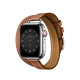 Apple Watch Hermes Series 8 41mm Silver Stainless Steel Case with Gold Attelage Double Tour (MNN13 + MKG13)