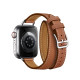 Apple Watch Hermes Series 8 41mm Silver Stainless Steel Case with Gold Attelage Double Tour (MNN13 + MKG13)