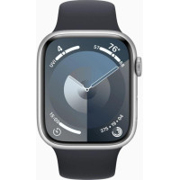 Apple Watch Series 9 GPS 45mm Silver Aluminum Case w. Midnight Sport Band (MR9R3+MT593)