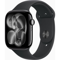 Apple Watch Series 11 GPS 46mm Jet Black Alu. Case w. Black S. Band - S/M (MEUW4)
