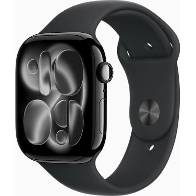 Apple Watch Series 11 GPS 46mm Jet Black Alu. Case w. Black S. Band - S/M (MEUW4)