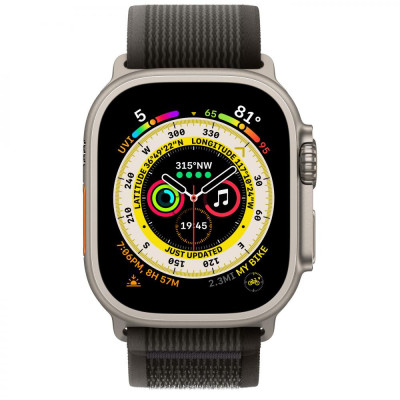 Apple Watch Ultra GPS + Cellular 49mm Titanium Case with Black/Gray Trail Loop - S/M (MQF43/MQFW3)