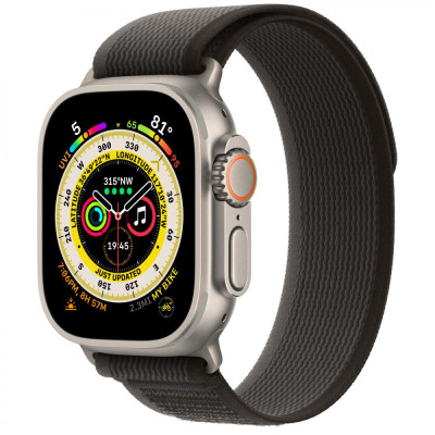 Apple Watch Ultra GPS + Cellular 49mm Titanium Case with Black/Gray Trail Loop - S/M (MQF43/MQFW3)