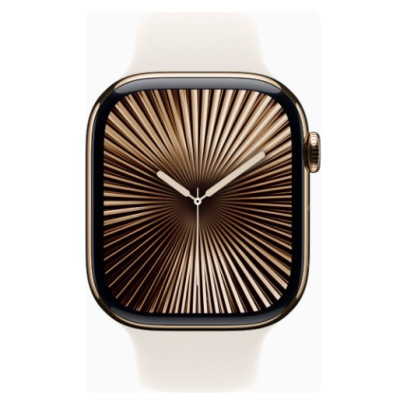 Apple Watch Series 10 GPS + Cellular 46mm Gold Titanium Case w. Starlight Sport Band - S/M (MWYX3)