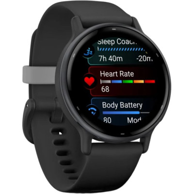 Garmin vivoactive 5 Slate Aluminum Bezel with Black Case and Silicone Band (010-02862-10/50/5A)