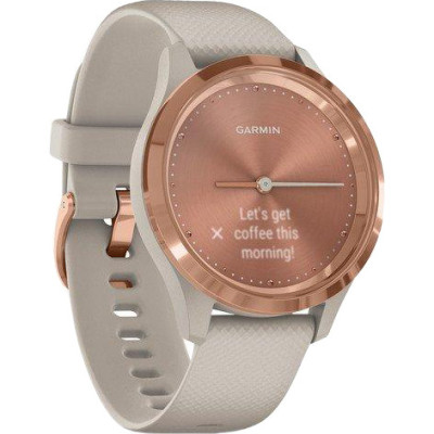 Garmin Vivomove 3s Rose Gold Stainless Steel Bezel w. Light Sand and Silicone B. (010-02238-02)