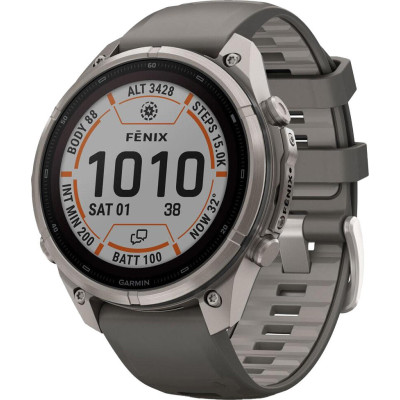 Garmin Fenix 9 Pro inReach Solar 47mm Titanium with Pebble Gray/Silver Gray Silicone Band (010-04338-00/01)